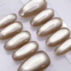 【307】ネイルチップSサイズ ブラウン ベージュワンカラー　シンプルマグネット