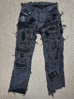 希少 Two Moons Label 硫化染めクラストパンツ 襤褸