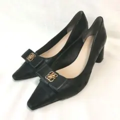 人気☆RANDA モノグラムパーツリボンフィットパンプス ブラック 黒 24.5