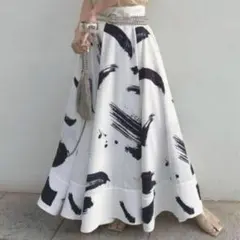 【AMERI】 MEDI INK FLARE SKIRT ホワイト スカート