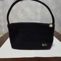 FEILER.未使用に近い。花柄刺繍 ネイビー ハンドバッグ