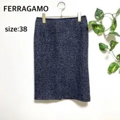 【フェラガモ】美品 タイトスカート イタリア製 ウール,シルク