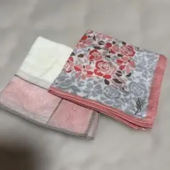 イヴサンローラン ハンカチ used2枚セット　花柄と無地ピンク系のサムネイル