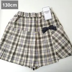 スラップスリップ　130cm　リボン付きチェック柄プリーツスカパン