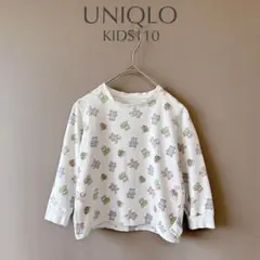 【ユニクロ】KIDS110　オフホワイト　くま柄　パジャマロンT　トップスのみ