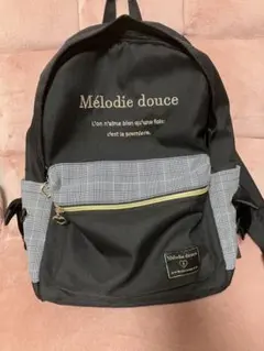 Mélodie douce チェック柄リュック ブラック