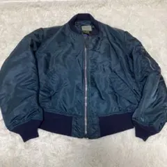 90s USA製 ALPHA MA-1 グランドクルー ネイビー L