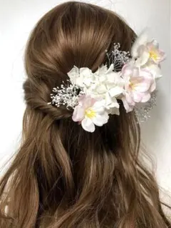 SW 桜　白　ピンク　髪飾り　ドライフラワー　前撮り　結婚式　卒業式　袴　白無垢