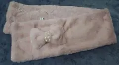 【未使用】ピンクファーリボンマフラー