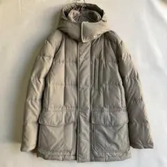 美品　ユニクロ メンズ　ダウンジャケット　パーカー　S カーキ　アウトドア　通勤