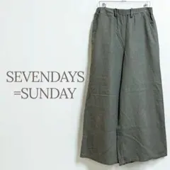 ★セブンデイズサンデイ★クロップドワイドパンツ リネン混 ゆったり涼し気