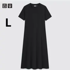 新品 UNIQLO ブラック L エアリズム 半袖 Tシャツワンピース コットン