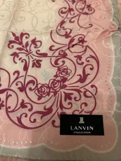 新品未使用　LANVIN 花柄 シルク風スカーフ、ハンカチ58✖️58