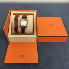 送料無料】HERMES レザー 時計 くすみピンク ダブルループ ケープコッド