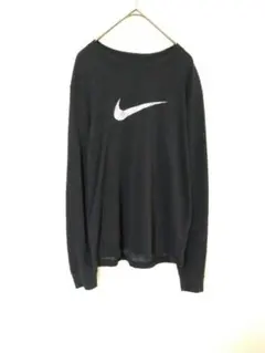 ナイキ　NIKE　ロンT　メンズS　黒色　前後プリント　ロゴ　綿　ポリエステル