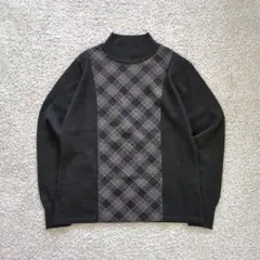 ​トラッド ブローディア ニット 黒 チェック タートルネック M モード