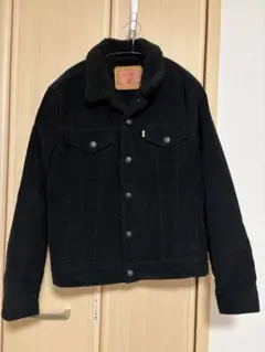 LEVI’S ブラック コーデュロイ ジャケット ボア襟付き