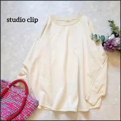 スタジオクリップ●袖先スリット♪洗濯機で洗える◎ラウンド裾ゆったり春～初夏ニット