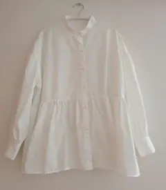ロペピクニック　ホワイト　長袖シャツ 　ペプラム 　ブラウス　　38サイズ
