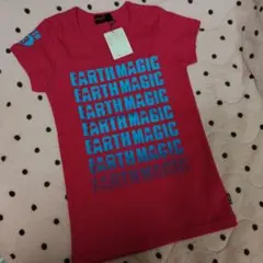 新品 日本製 150 EARTHMAGIC 半袖 Tシャツ 濃ピンクのサムネイル