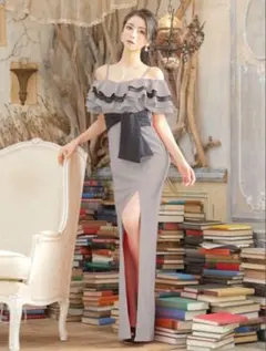 Tika キャバドレス　ロング　グレー　Lサイズ