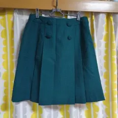 ダークグリーン プリーツスカート Lサイズ