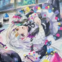 魔法少女ノ魔女裁判　城ヶ崎ノア　手描きイラスト　色紙　まのさば　ファンアートのサムネイル