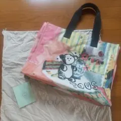TOUS トウス クマ アートプリント キャンバス トートバッグ 保管袋保証書付のサムネイル
