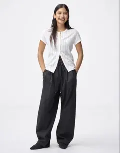 GU バレルレッグプルオンパンツ Q ブラック S