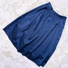 スピックアンドスパン 【M】フレアスカート プリーツ 膝丈 ネイビー 上品