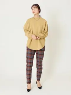 秋冬物★美品★IENA チェックスティックパンツ 定価15,400円 ブラウン