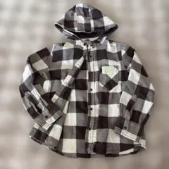 H&M フード付きシャツ チェック柄120