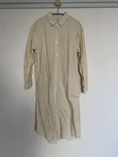 ストライプ シャツワンピース Sサイズ　黄色　無印良品