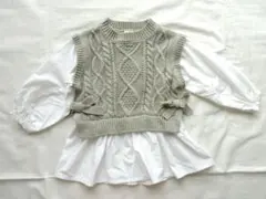 tete a tete★長袖トップス★ニットベスト★ドッキング★重ね着風★80