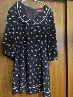 ピンキーガールズ　リボン刺繍　ワンピース　秋冬