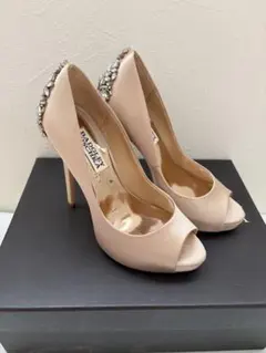 Badgley Mischka ビジューパンプス サテン ラテ　5.5のサムネイル