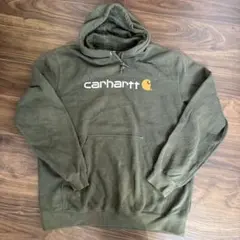 Carhartt ロゴ プルオーバーパーカー カーキ L オリーブグリ