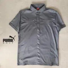 プーマ☆ ゴルフウェア ハーフジップ ポロシャツ 半袖シャツ メンズ グレー M