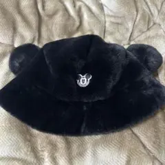 ディズニーランド シー ミッキー ファンキャップ バケハ ハット 黒 もこもこ