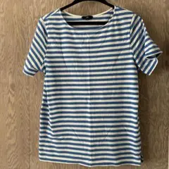 DHC ボーダー柄 半袖Tシャツ ブルー×ホワイト LLサイズのサムネイル