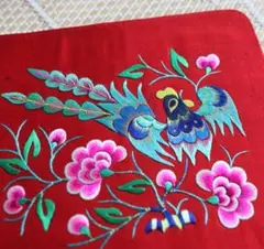鳳凰牡丹刺繍 枕飾り 古布 婚礼 吉祥文様 ペア Hand Embroidery