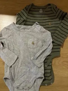 gap baby ギャップ ロンパース2点セット（グレー・ストライプ）