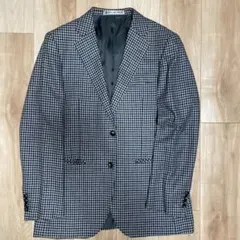 チェック柄ジャケット ウール カシミヤ シルク