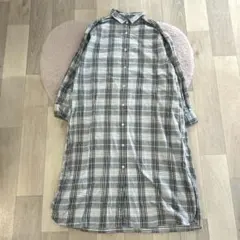 ♡フォークアンドスプーン♡グレー系チェック柄長袖シャツワンピース♡ナチュラル♡