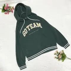 【ジーユー】パーカー スウェット プリント ロゴ ライン カジュアル 緑 Ｓ