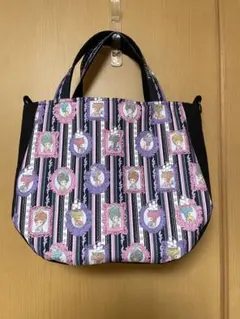 ハンドメイド　ラウンドバッグ　ジョリーフルール　アントワネット　ブルー