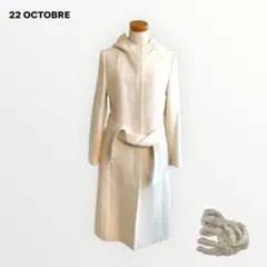 22OCTOBRE：フードロングコート ラビットファー付