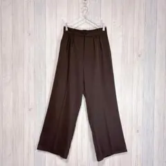 【GRL】ワイドスラックス センタープレス オフィスカジュアル ブラウン M