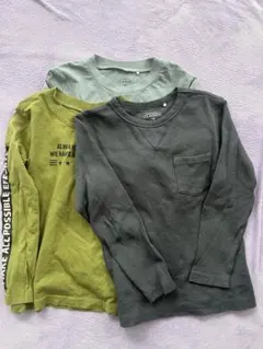 長袖カットソー3枚セット（オリーブ・グレー・ライトグレー）