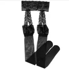 黒と白2点セット　ガーター風ストッキング パーティコスプレ セクシーストッキング